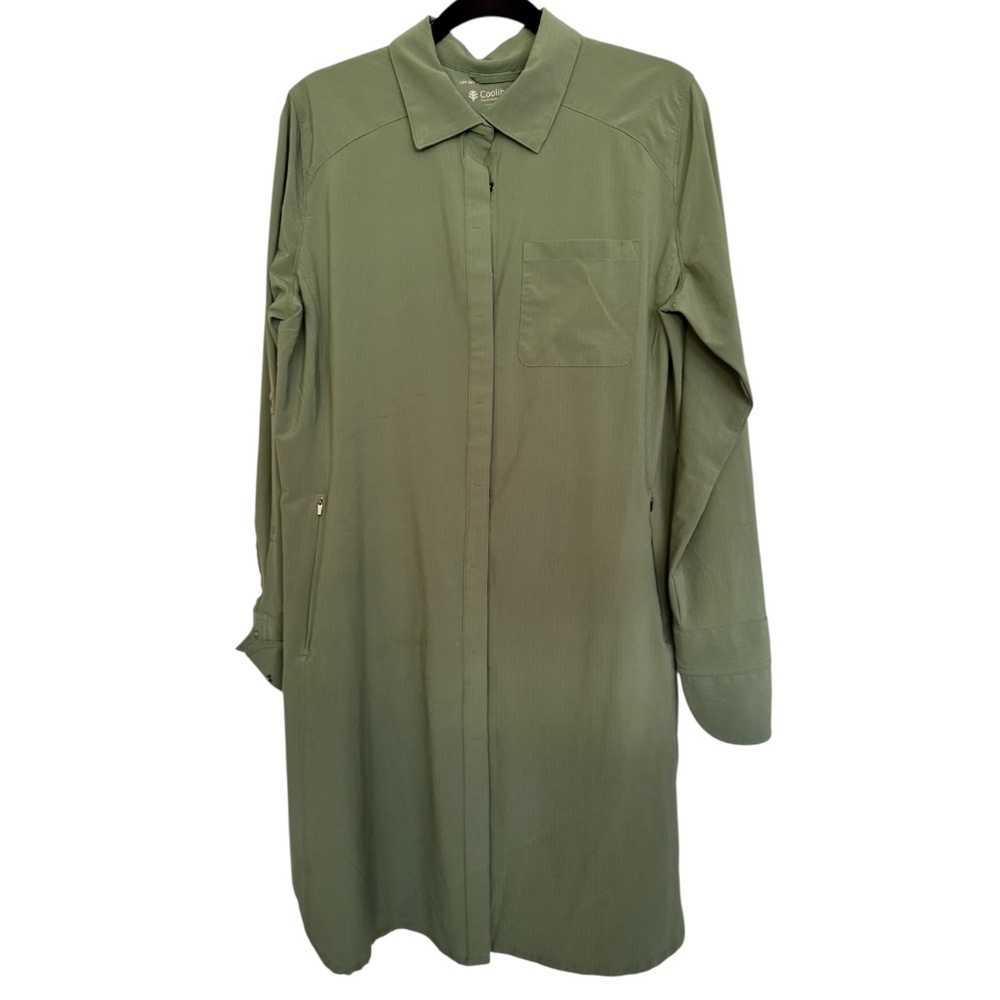 Olive Green, Long sleeve, SPF 50 Travel Dress, SZ L